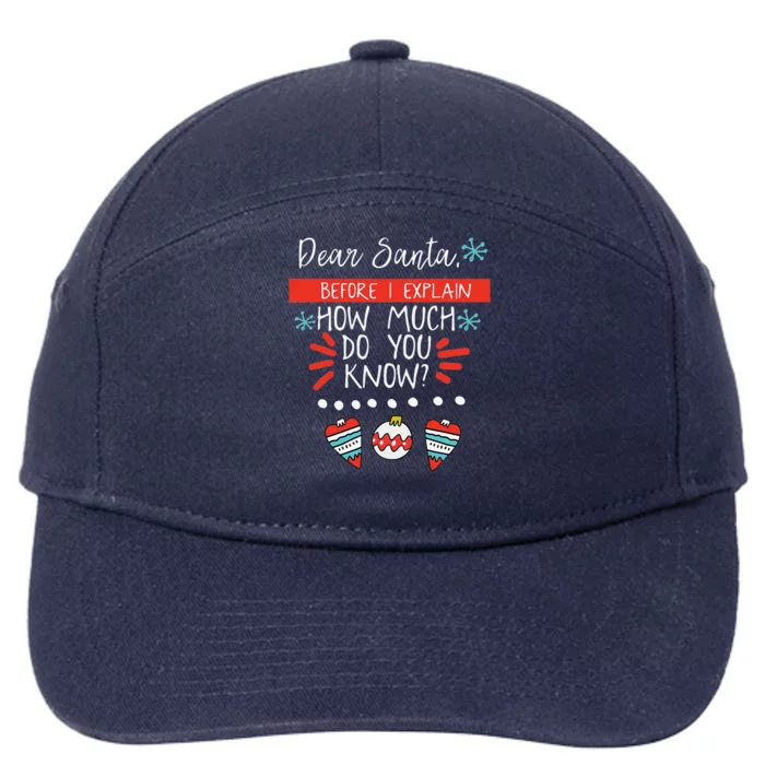 Dear Santa Before I Explain How Much Do You Know Christmas Gift 7-Panel Snapback Hat