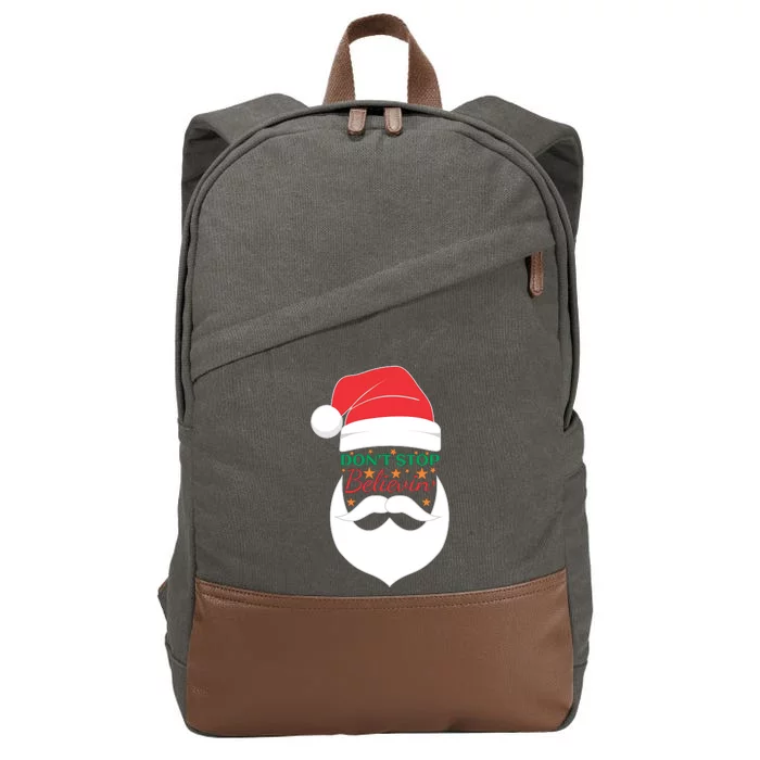 Dont Stop Believing Cute Santa Gift Cotton Canvas Backpack