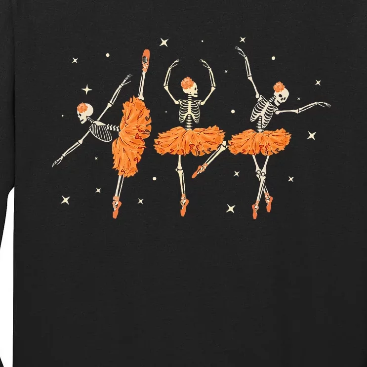 Dancing Skeleton Ballerina Ballet Dance Halloween Tall Long Sleeve T-Shirt