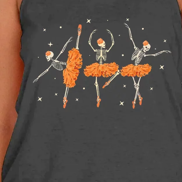 Dancing Skeleton Ballerina Ballet Dance Halloween Women's Knotted Racerback Tank