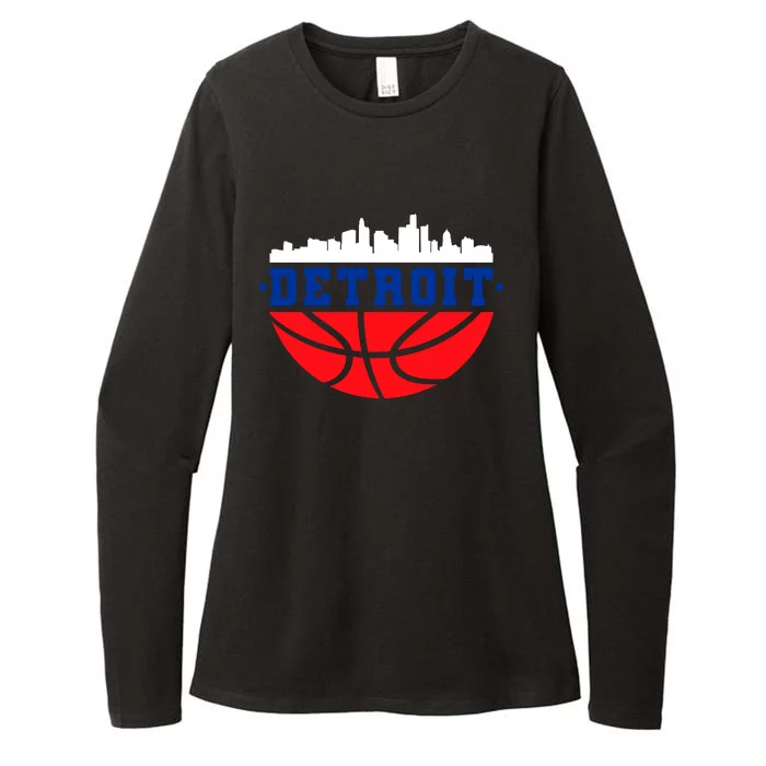 Detroit Skyline Basketball Logo Womens CVC Long Sleeve Shirt