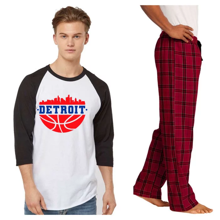 Detroit Skyline Basketball Logo Raglan Sleeve Pajama Set