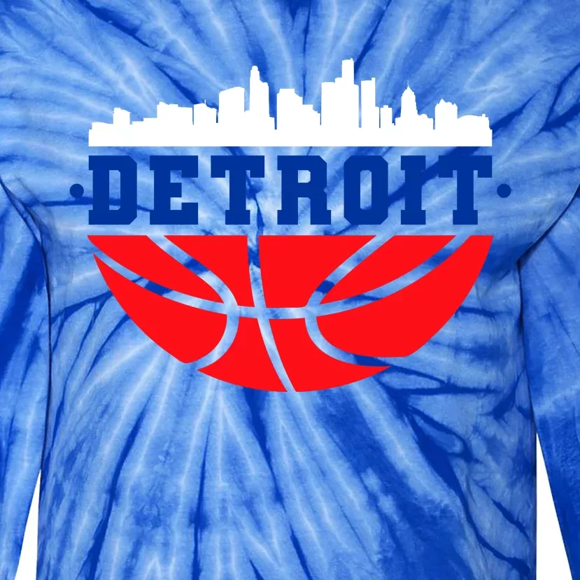 Detroit Skyline Basketball Logo Tie-Dye Long Sleeve Shirt