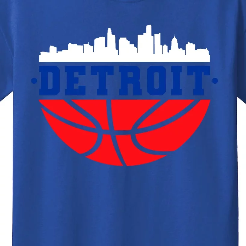 Detroit Skyline Basketball Logo Kids T-Shirt