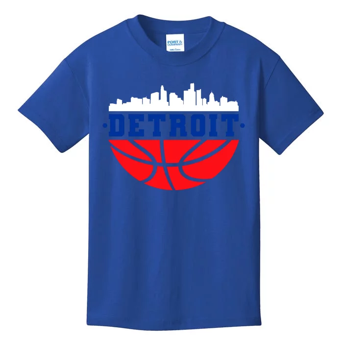 Detroit Skyline Basketball Logo Kids T-Shirt