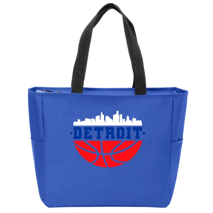 Detroit Skyline Basketball Logo Zip Tote Bag