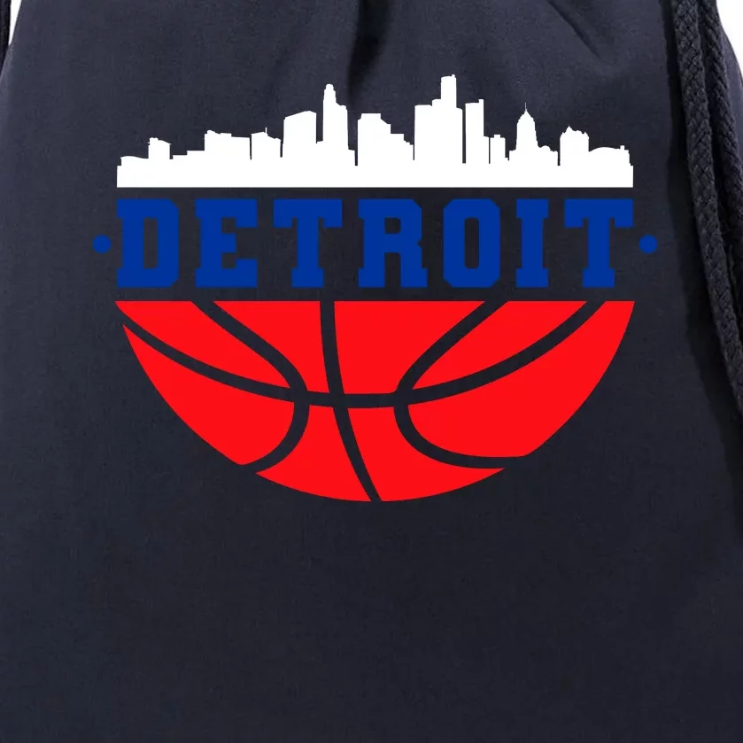 Detroit Skyline Basketball Logo Drawstring Bag