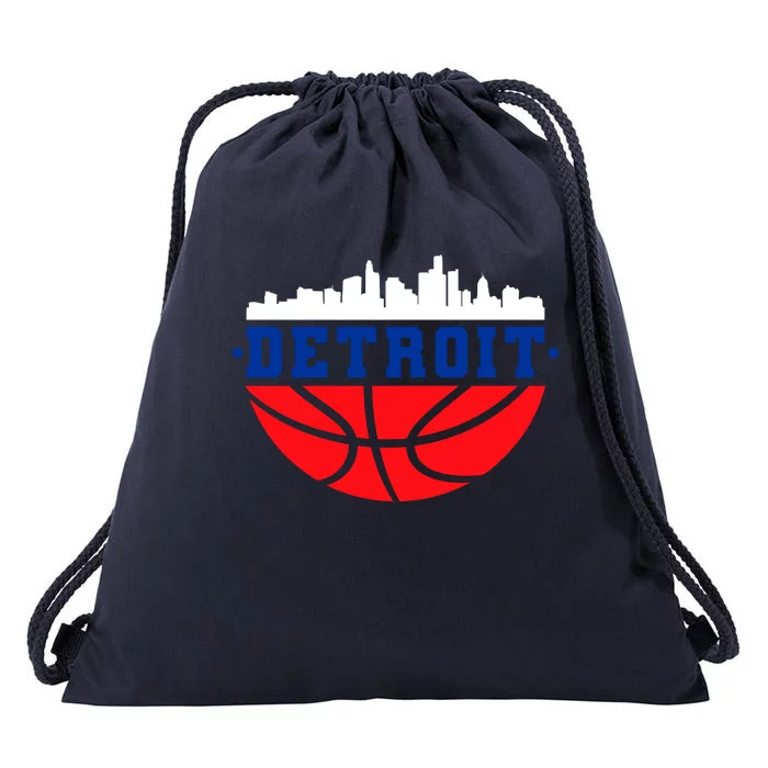 Detroit Skyline Basketball Logo Drawstring Bag