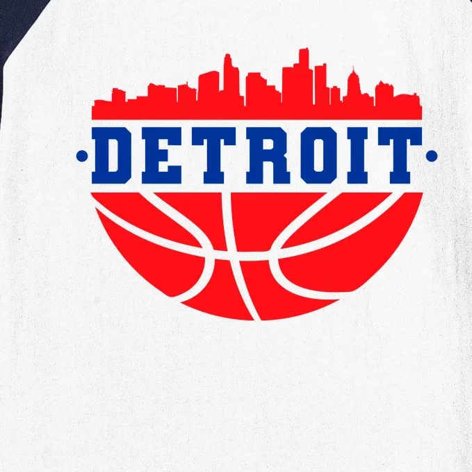 Detroit Skyline Basketball Logo Baseball Sleeve Shirt