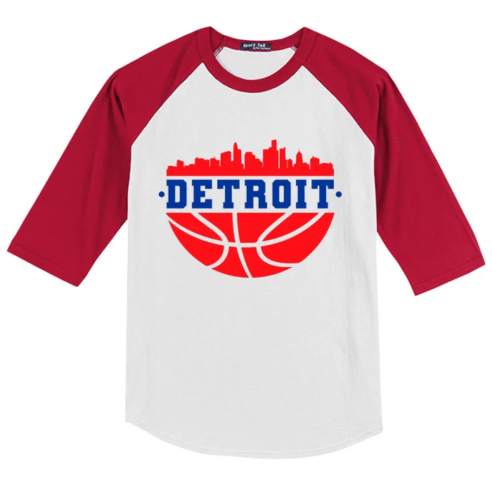 Detroit Skyline Basketball Logo Kids Colorblock Raglan Jersey