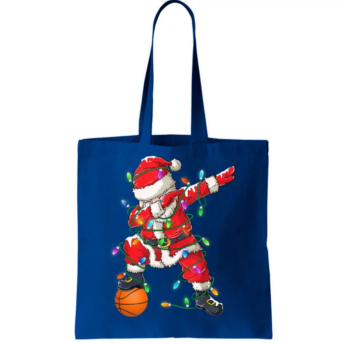 Dabbing Santa Basketball Christmas Tree Lights Xmas Cute Gift Tote Bag