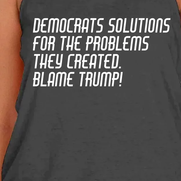 Democrat Solutions Blame Trump Women's Knotted Racerback Tank