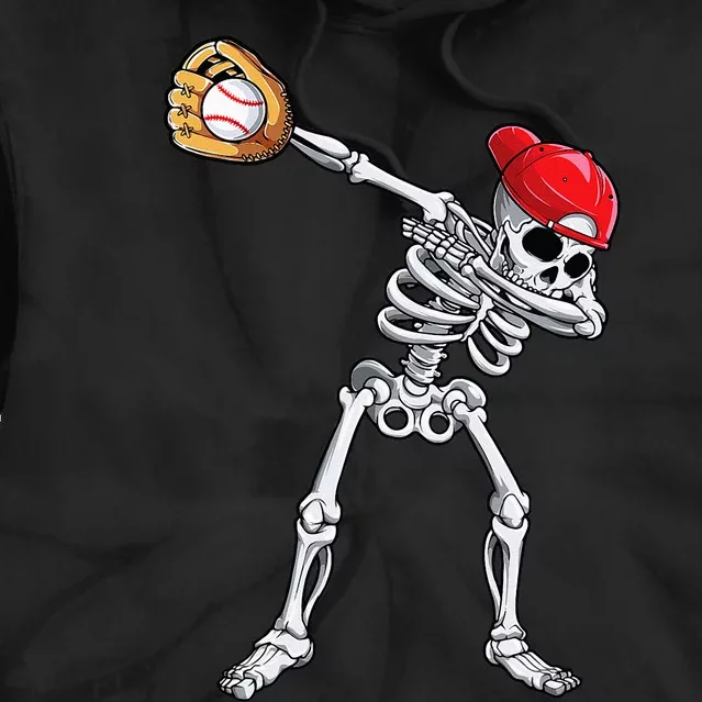 Dabbing Skeleton Baseball Halloween Player Catcher Pitcher Tie Dye Hoodie