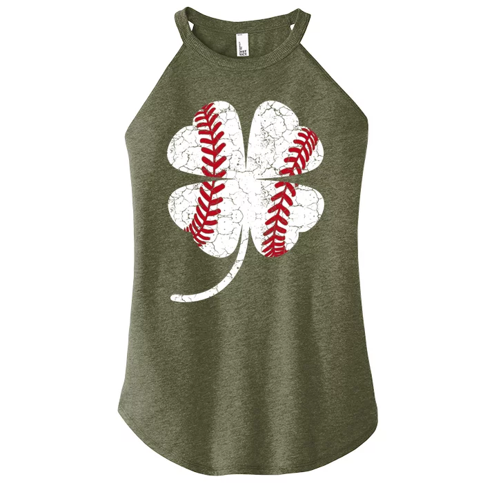 Distressed Shamrock Baseball Ball St Patricks Day Cool Gift Women’s Perfect Tri Rocker Tank