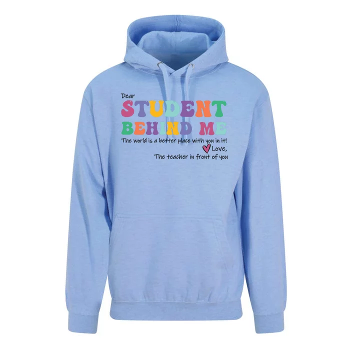 Dear Student Behind Me Teacher Motivational Mental Health Unisex Surf Hoodie