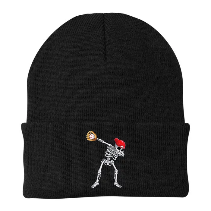 Dabbing Skeleton Baseball Halloween Player Catcher Pitcher Knit Cap Winter Beanie