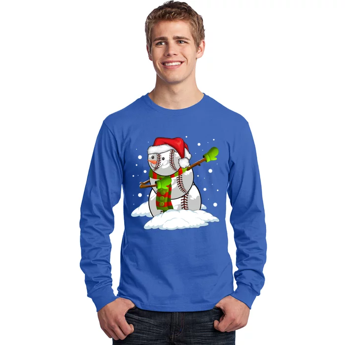 Dabbing Snow Baseball Ball Santa Claus Merry Christmas Cute Gift Long Sleeve Shirt