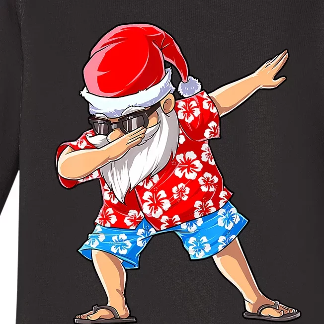 Dabbing Santa Christmas In July Hawaiian Xmas Dab Baby Long Sleeve Bodysuit