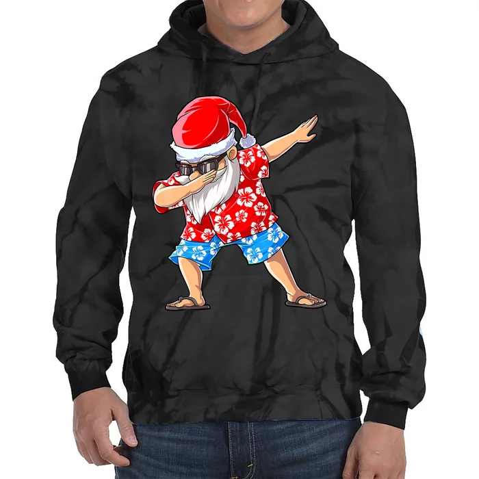 Dabbing Santa Christmas In July Hawaiian Xmas Dab Tie Dye Hoodie