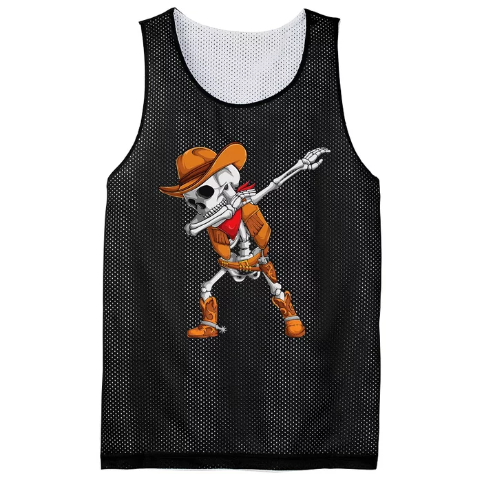 Dabbing Skeleton Cowboy Halloween Costume Mesh Reversible Basketball Jersey Tank