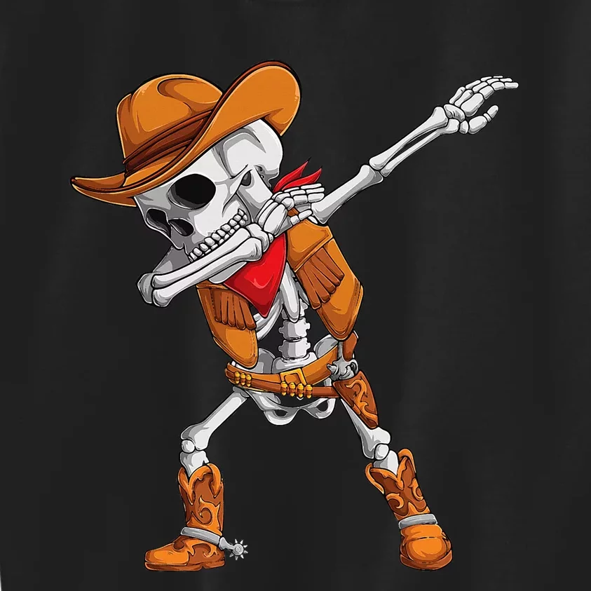 Dabbing Skeleton Cowboy Halloween Costume Kids Sweatshirt