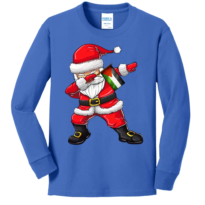 Dabbing Santa Claus From Palestine Xmas Gift Kids Long Sleeve Shirt