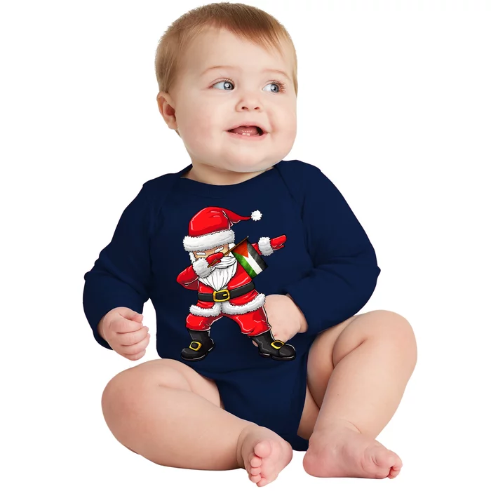 Dabbing Santa Claus From Palestine Xmas Gift Baby Long Sleeve Bodysuit