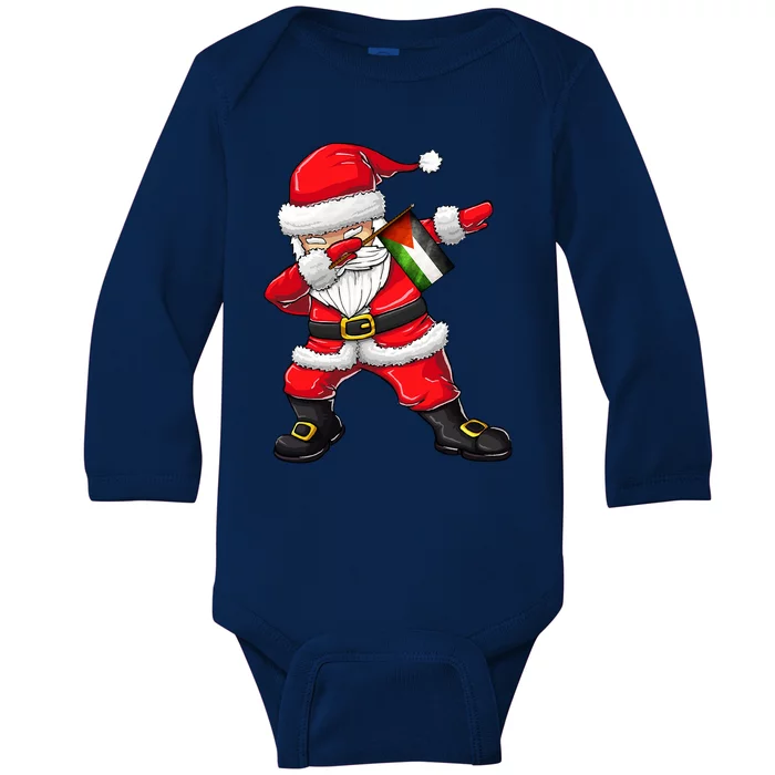 Dabbing Santa Claus From Palestine Xmas Gift Baby Long Sleeve Bodysuit