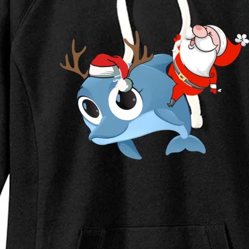 Dolphin Santa Claus Family Couple Matching Xmas Gift Cute Gift Women's Fleece Hoodie