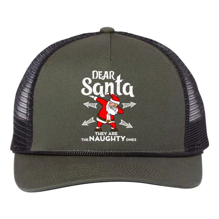 Dabbing Santa Claus Dear Santa They Are The Naughty Ones Gift Retro Rope Trucker Hat Cap