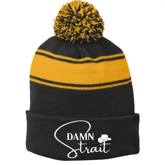 D.A.M.N. S.T.R.A.I.T Cowboy Hats Western Country Music Stripe Pom Pom Beanie