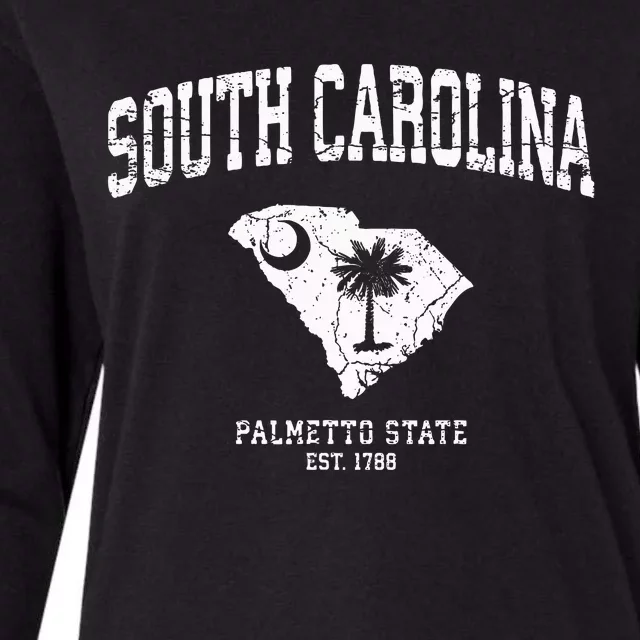 Distressed South Carolina State Flag Womens Cotton Relaxed Long Sleeve T-Shirt