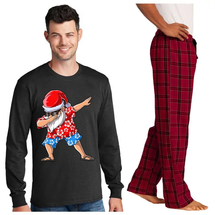 Dabbing Santa Christmas In July Hawaiian Xmas Dab Long Sleeve Pajama Set