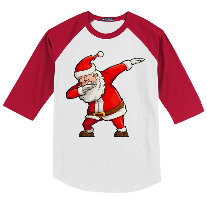 Dabbing Santa Claus Kids Colorblock Raglan Jersey