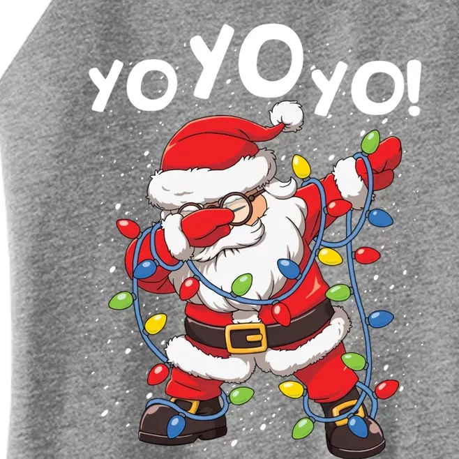 Dabbing Santa Claus Yo Yo Yo Funny Christmas Tree Lights Meaningful Gift Women’s Perfect Tri Rocker Tank