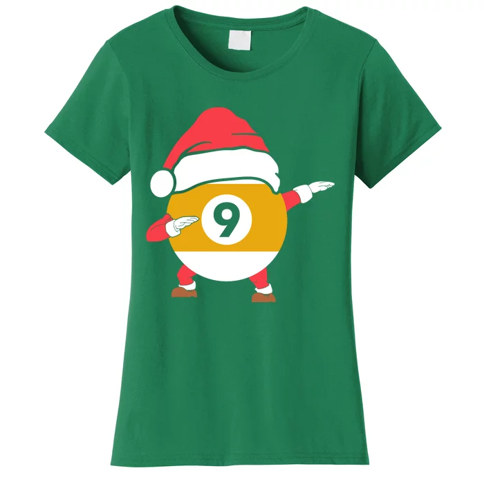 Dabbing Santa Claus Christmas Funny Pool Billiards Xmas Sport Women's T-Shirt