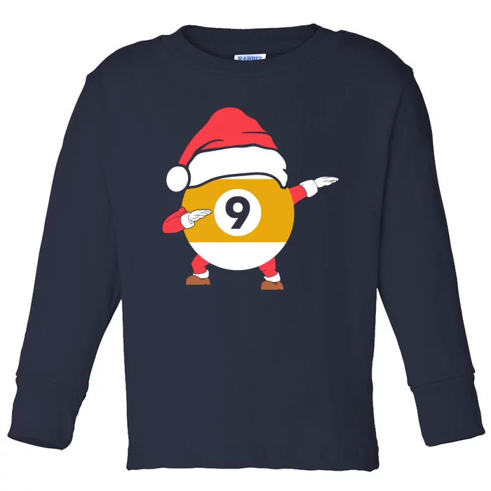 Dabbing Santa Claus Christmas Funny Pool Billiards Xmas Sport Toddler Long Sleeve Shirt