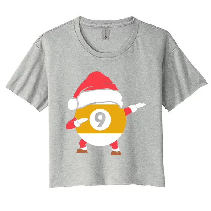 Dabbing Santa Claus Christmas Funny Pool Billiards Xmas Sport Women's Crop Top Tee