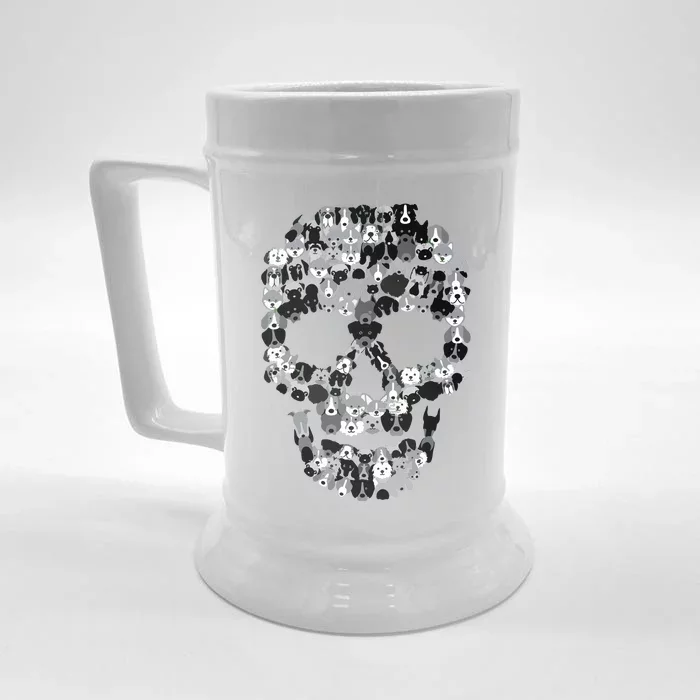 Dog Skull Creepy Puppy Skeleton Halloween Party Outfit Front & Back Beer Stein