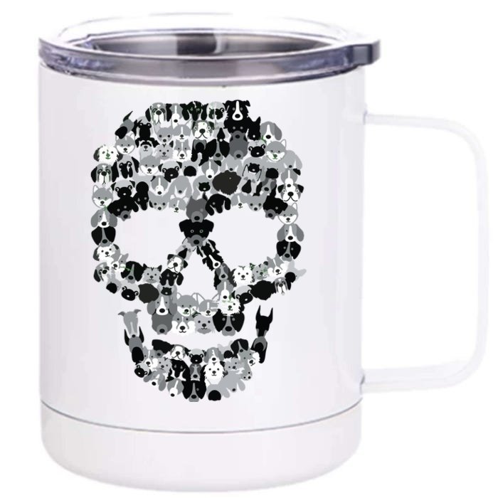 Dog Skull Creepy Puppy Skeleton Halloween Party Outfit Front & Back 12oz Stainless Steel Tumbler Cup