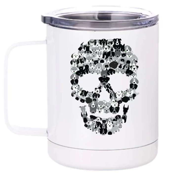 Dog Skull Creepy Puppy Skeleton Halloween Party Outfit Front & Back 12oz Stainless Steel Tumbler Cup