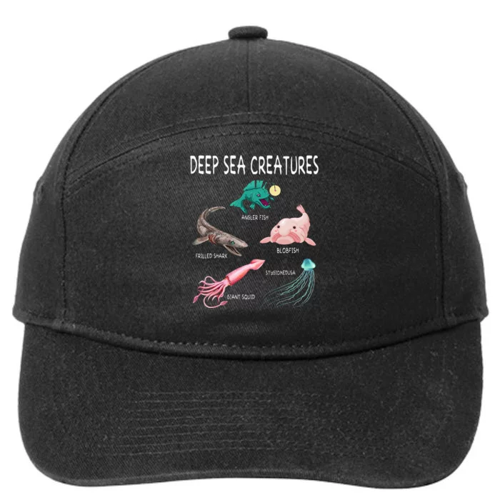 Deep Sea Creatures Educational Future Marine Biologist 7-Panel Snapback Hat