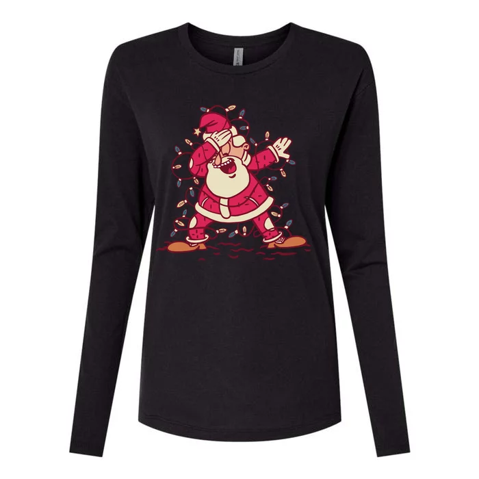 Dabbing Santa Cartoon Womens Cotton Relaxed Long Sleeve T-Shirt