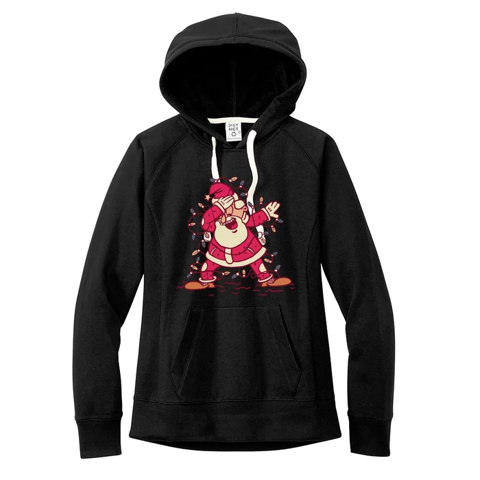 Dabbing Santa Cartoon Women's Fleece Hoodie