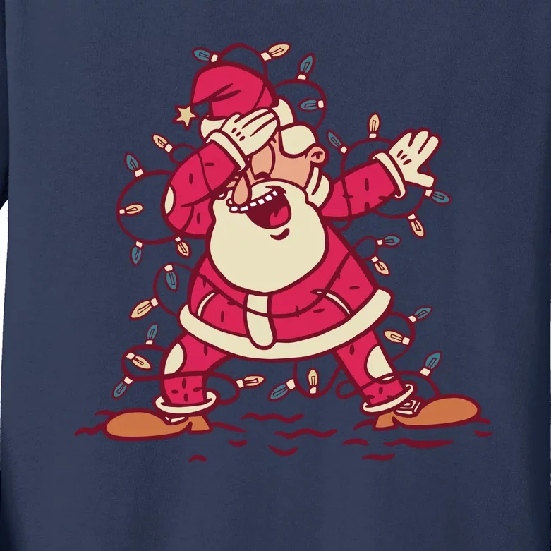 Dabbing Santa Cartoon Kids Long Sleeve Shirt