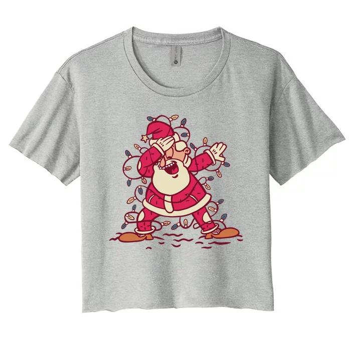 Dabbing Santa Cartoon Women's Crop Top Tee