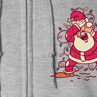 Dabbing Santa Cartoon Full Zip Hoodie