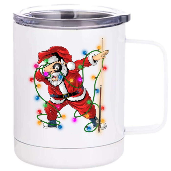 Dabbing Santa Claus Christmas Funny Pool Billiards Xmas Gift Front & Back 12oz Stainless Steel Tumbler Cup