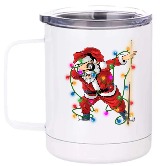 Dabbing Santa Claus Christmas Funny Pool Billiards Xmas Gift Front & Back 12oz Stainless Steel Tumbler Cup