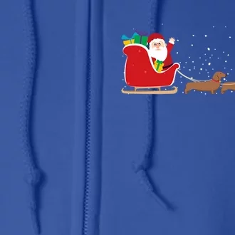 Dachshund Santa Christmas Sleigh Funny Dachshund Xmas Meaningful Gift Full Zip Hoodie